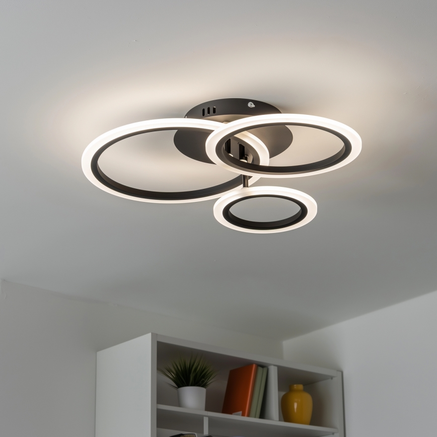 Brilagi - LED Aptumšojama virsapmetuma lustra ORBITS LED/40W/230V 3000-6500K melna + tālvadības pults