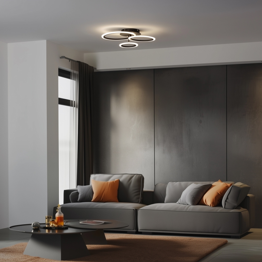 Brilagi - LED Aptumšojama virsapmetuma lustra ORBITS LED/40W/230V 3000-6500K melna + tālvadības pults