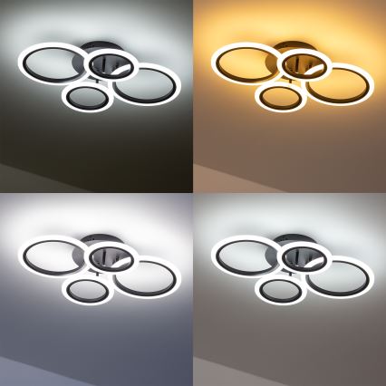 Brilagi - LED Aptumšojama virsapmetuma lustra ORBITS LED/50W/230V 3000-6500K antracīta + tālvadības pults