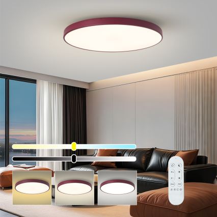 Brilagi - LED regulējams gaismeklis POOL SMART LED/100W/230V Ø 80 cm 3000-6000K Wi-Fi Tuya + tālvadības pults, burgundijas krāsa