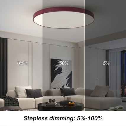 Brilagi - LED regulējams gaismeklis POOL SMART LED/100W/230V Ø 80 cm 3000-6000K Wi-Fi Tuya + tālvadības pults, burgundijas krāsa