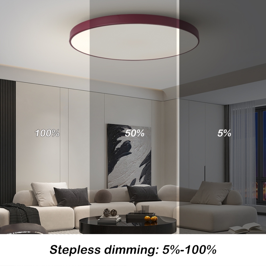Brilagi - LED regulējams gaismeklis POOL SMART LED/100W/230V Ø 80 cm 3000-6000K Wi-Fi Tuya + tālvadības pults, burgundijas krāsa