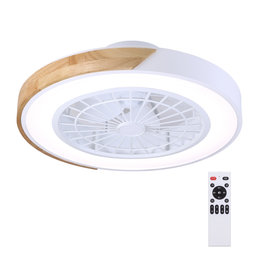 Brilagi - LED regulējama griestu lampa ar ventilatoru LED/30W/230V 3000-6500K Ø 50 cm balts/ozols + ar tālvadības pulti