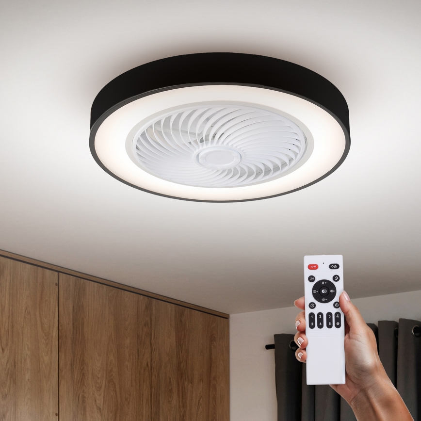 Brilagi - LED dimmējams griestu gaismeklis ar ventilatoru LED/30W/230V 3000-6500K Ø 50 cm melns + ar tālvadības pulti