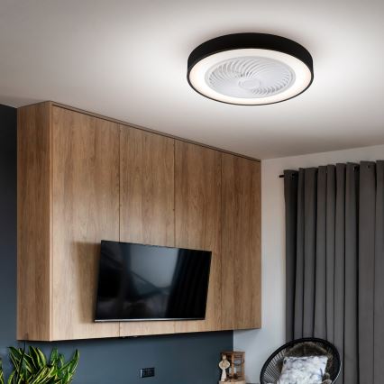 Brilagi - LED dimmējams griestu gaismeklis ar ventilatoru LED/30W/230V 3000-6500K Ø 50 cm melns + ar tālvadības pulti