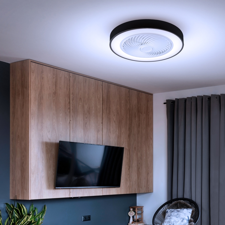 Brilagi - LED dimmējams griestu gaismeklis ar ventilatoru LED/30W/230V 3000-6500K Ø 50 cm melns + ar tālvadības pulti