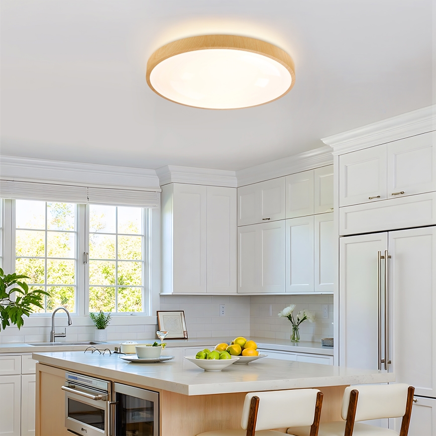 Brilagi - Dimējams LED griestu gaismeklis GLASS POOL DOUBLE LED/60W/230V 3000-6000K 50 cm koka apdare + tālvadības pults