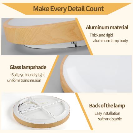 Brilagi - Dimējams LED griestu gaismeklis GLASS POOL DOUBLE LED/60W/230V 3000-6000K 50 cm koka apdare + tālvadības pults