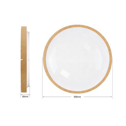 Brilagi - Dimējams LED griestu gaismeklis GLASS POOL DOUBLE LED/60W/230V 3000-6000K 50 cm koka apdare + tālvadības pults