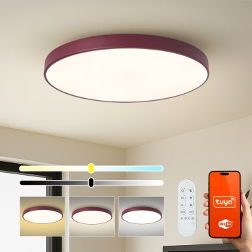 Brilagi - LED aptumšojams gaismeklis POOL SMART LED/100 W/230 V, Ø 80 cm, Wi‑Fi Tuya + tālvadības pults, burgundijas krāsā