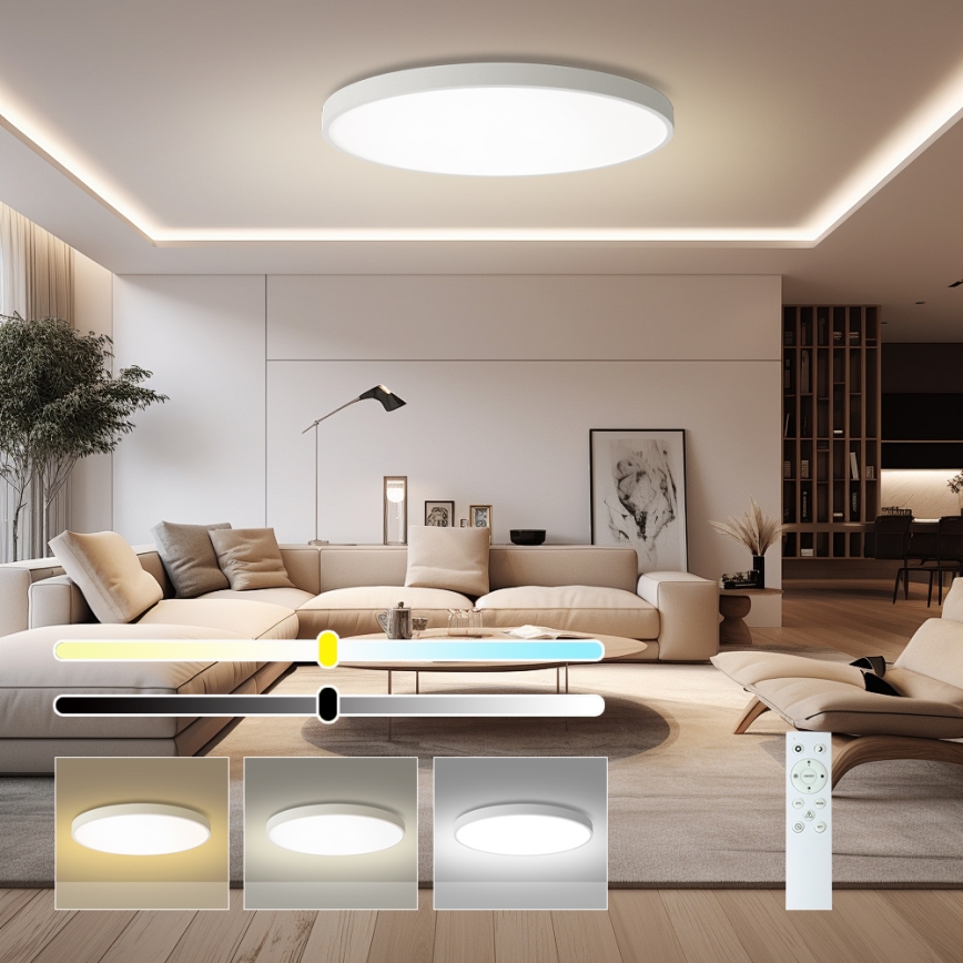 Brilagi - LED aptumšojams griestu gaismeklis POOL SMART LED/128W/230V 3000-6000K diam. 100 cm Wi-Fi Tuya balts + tālvadības pults