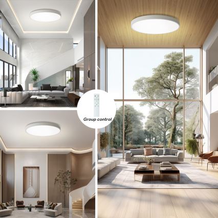 Brilagi - LED aptumšojams griestu gaismeklis POOL SMART LED/128W/230V 3000-6000K diam. 100 cm Wi-Fi Tuya balts + tālvadības pults