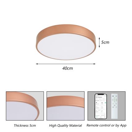 BRILAGI - LED aptumšojams griestu gaismeklis POOL SMART LED/48W/230V 3000-6000K Ø 40 cm Wi-Fi Tuya vara krāsā + tālvadības pults