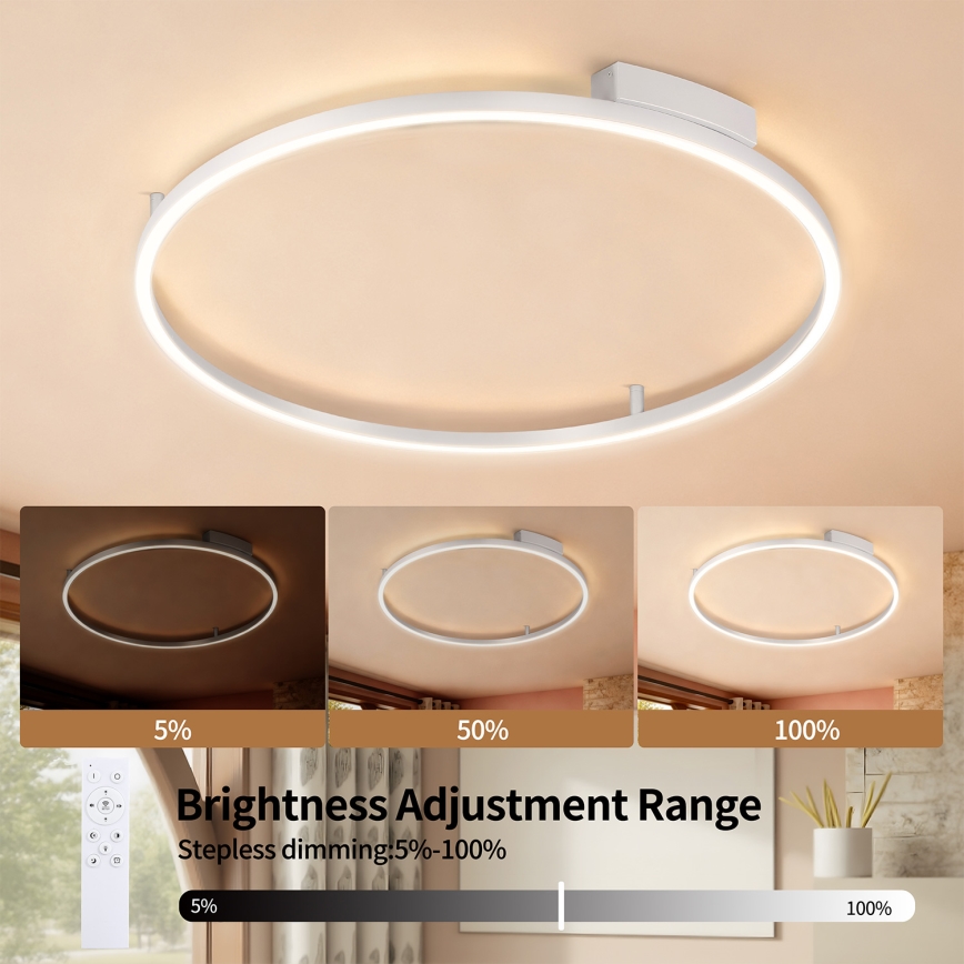 Brilagi - LED regulējamais griestu gaismeklis PORTOFINO LED/60W/230V 3000-6000K Ø 80 cm sudraba + tālvadības pults