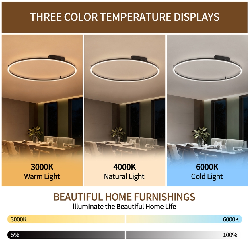 Brilagi - LED dimējams griestu gaismeklis PORTOFINO LED/85W/230V 3000–6000K Ø 120 cm melns + tālvadības pults