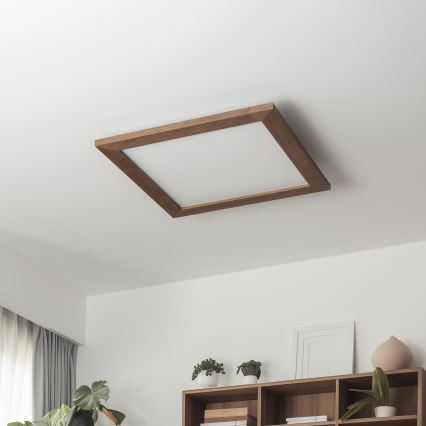Brilagi - aptumšojams LED griestu gaismeklis SLIMFRAME WOOD LED/36W/230V 49,5x49,5 cm 3000-6000K tumši brūns + tālvadības pults