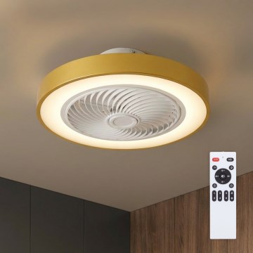 Brilagi - LED aptumšojams griestu gaismeklis ar ventilatoru LED/38W/230V 3000-6500K 3000-6500K Ø 50 cm zelta + tālvadības pults