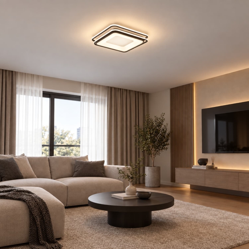 BRILAGI - Dimējama LED griestu lampa FLARE LED/102W/230V 3000-6000K 50x50 cm melna + tālvadības pults