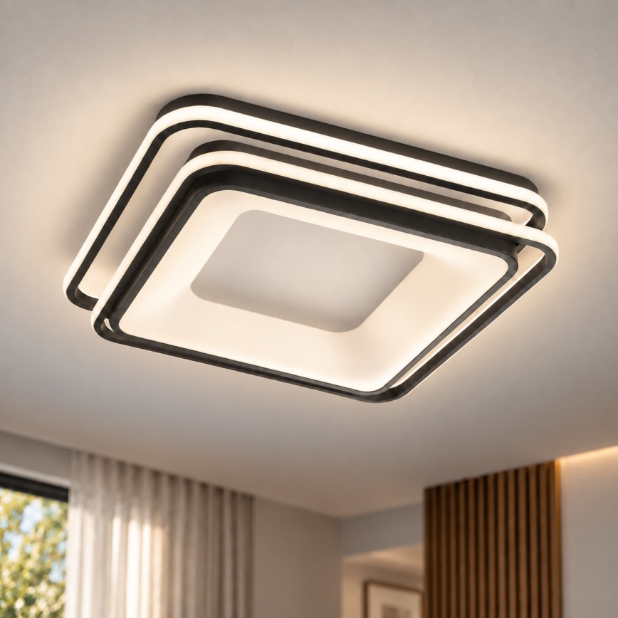 BRILAGI - Dimējama LED griestu lampa FLARE LED/102W/230V 3000-6000K 50x50 cm melna + tālvadības pults