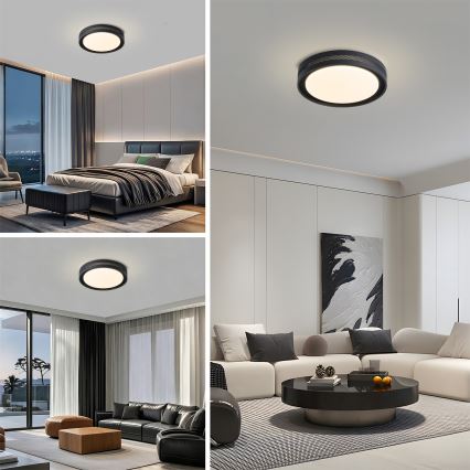 Brilagi - LED griestu gaismeklis ar regulējamu spilgtumu KREON LED/54W/230V 3000-6000K melns Ø 38 cm + ar tālvadības pulti