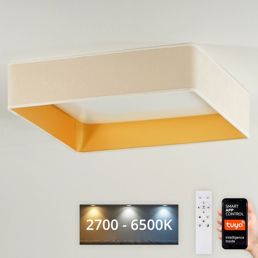 Brilagi - LED aptumšojams griestu gaismeklis VELVET SQUARE SMART LED/36W/230V 60x60 cm 2700-6500K Wi-Fi Tuya + tālvadība krēmkrāsas