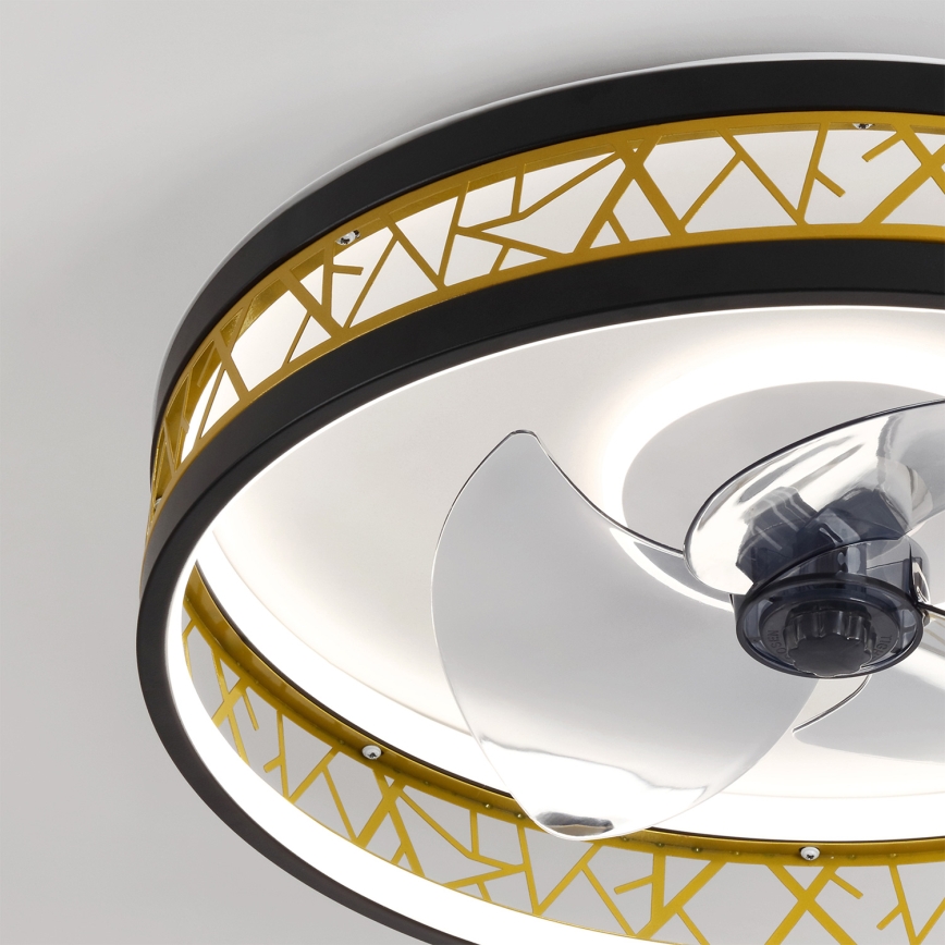 Brilagi - Regulējams LED griestu ventilators, 34 W, 230 V, 3000–6500 K, Ø 50 cm, melns/zelts + tālvadības pults