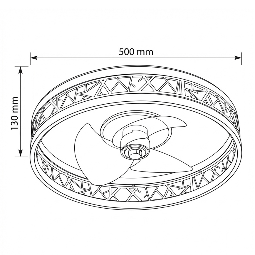 Brilagi - Regulējams LED griestu ventilators, 34 W, 230 V, 3000–6500 K, Ø 50 cm, melns/zelts + tālvadības pults