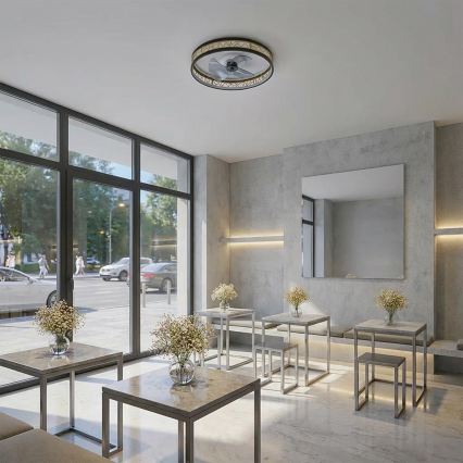 Brilagi - LED dimmējams griestu ventilators LED/34W/230V 50 cm melns/zelts + tālvadības pults