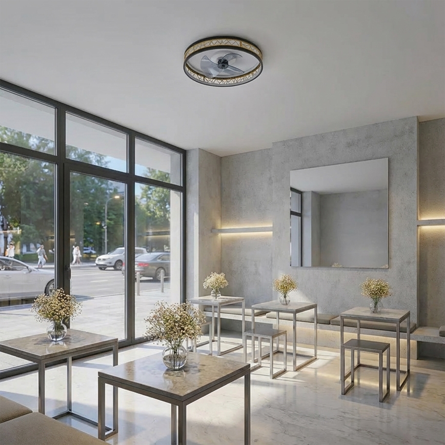 Brilagi - LED dimmējams griestu ventilators LED/34W/230V 50 cm melns/zelts + tālvadības pults