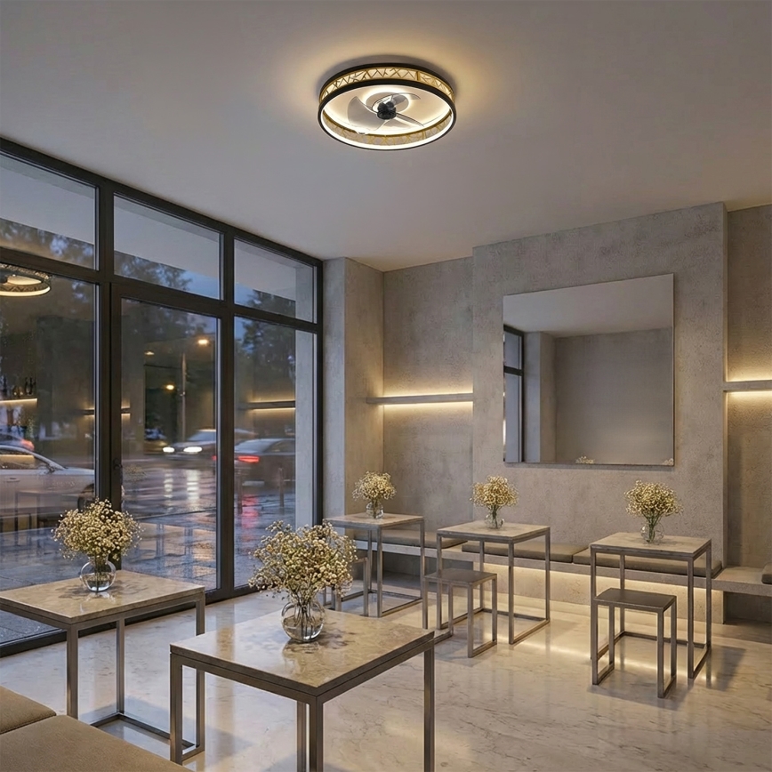 Brilagi - LED dimmējams griestu ventilators LED/34W/230V 50 cm melns/zelts + tālvadības pults