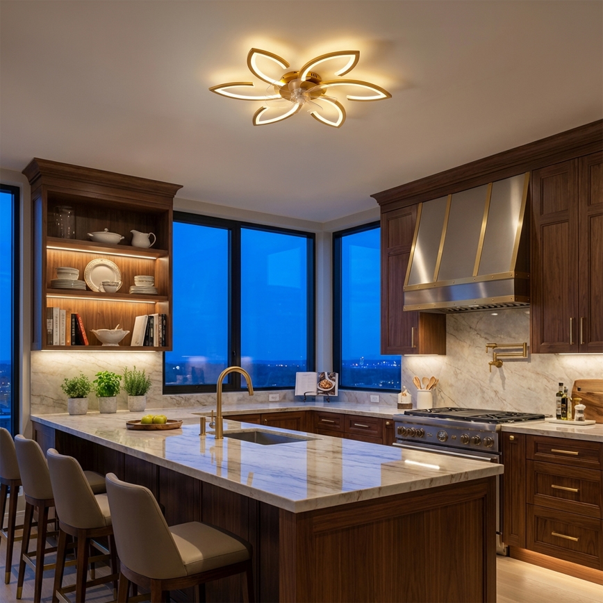 Brilagi - LED griestu ventilators ar regulējamu apgaismojumu LED/34W/230V Ø 78 cm zelta + tālvadības pults