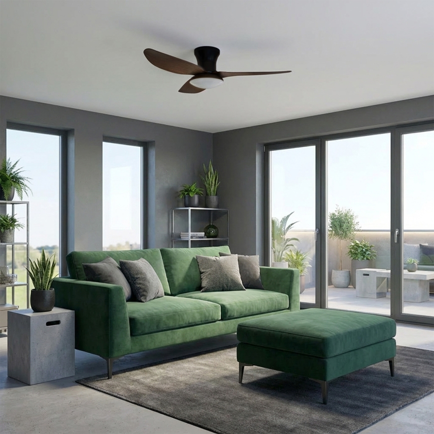 Brilagi - LED dimējams griestu ventilators LED/38W/230V 100 cm melns/brūns + ar tālvadības pulti