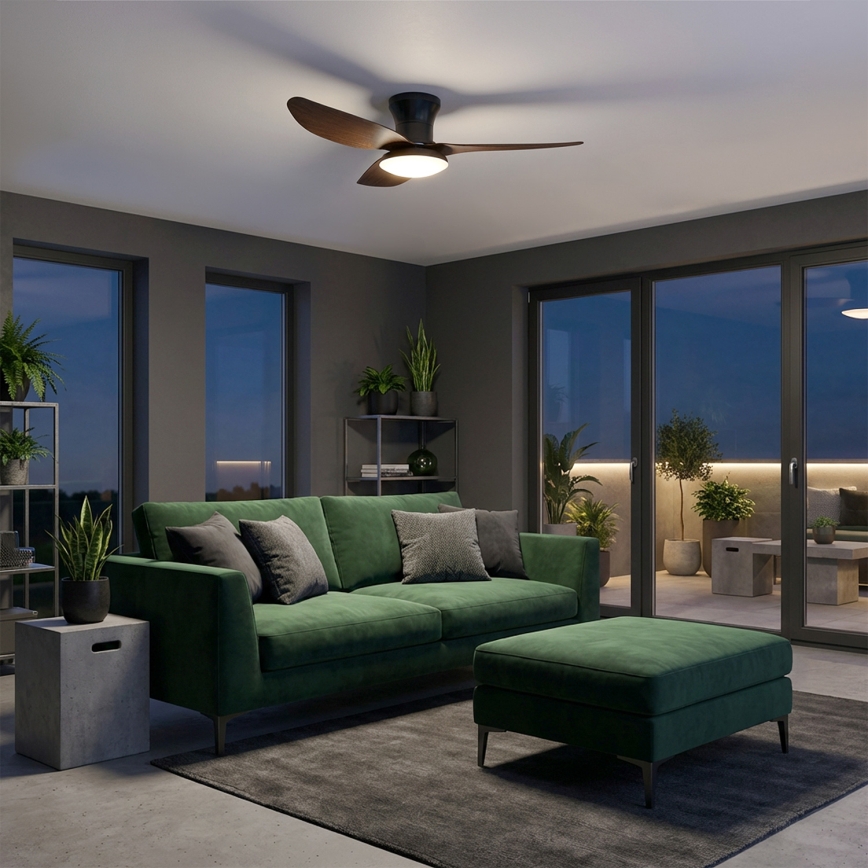 Brilagi - LED dimējams griestu ventilators LED/38W/230V 100 cm melns/brūns + ar tālvadības pulti