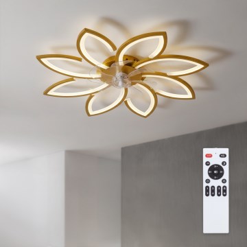 Brilagi - LED aptumšojams griestu ventilators LED/43W/230V Ø 90 cm zelta + tālvadības pults