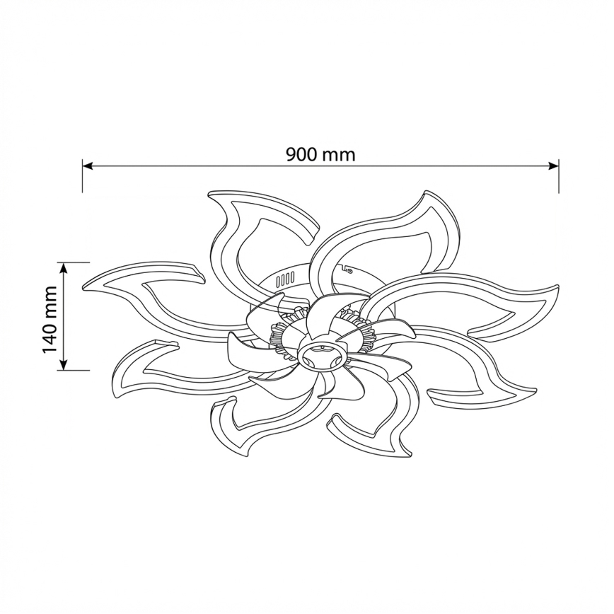 Brilagi - LED dimējams griestu ventilators LED/44W/230V Ø 90 cm melns + ar tālvadības pulti
