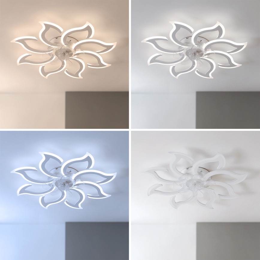 Brilagi - LED dimējams griestu ventilators, LED 44W/230V, 3000–6500K, Ø 90 cm, balts + tālvadības pults