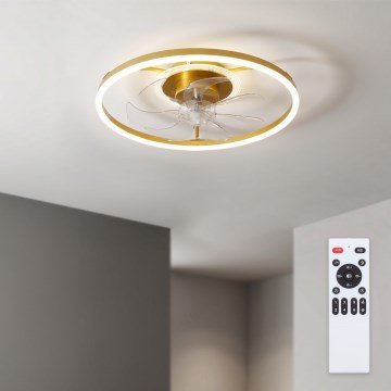 Brilagi - LED aptumšojams griestu ventilators LED/66W/230V 55 cm balts/zelts + ar tālvadības pulti