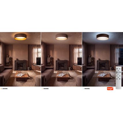 BRILAGI - LED aptumšojams griestu gaismeklis VELVET SMARTIX STARS LED/36W/230V 3000–6000K Ø 55 cm brūns/zelts Wi-Fi Tuya Beacon + tālvadības pults