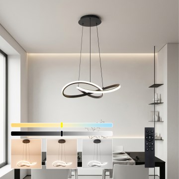 Brilagi - LED aptumšojams piekaramais lustrs uz troses INFINITY LED/55W/230V 3000-6000K 50x50 cm melns + tālvadības pults
