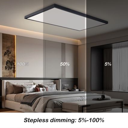 Brilagi - Regulējama LED vannas istabas griestu lampa FRAME SMART LED/96W/230V 120x60 cm 3000-6000K IP44 melna + tālvadības pults