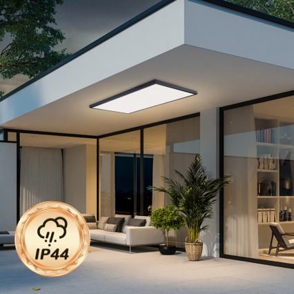 Brilagi - Regulējama LED vannas istabas griestu lampa FRAME SMART LED/96W/230V 120x60 cm 3000-6000K IP44 melna + tālvadības pults