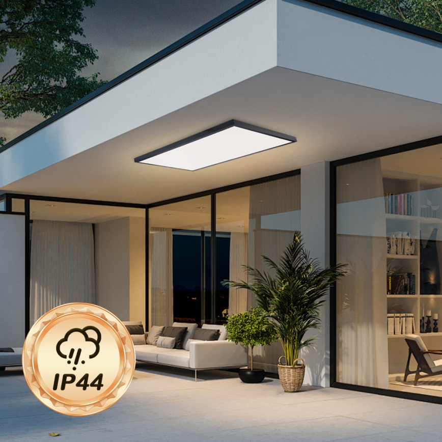 Brilagi - Regulējama LED vannas istabas griestu lampa FRAME SMART LED/96W/230V 120x60 cm 3000-6000K IP44 melna + tālvadības pults