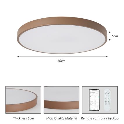 Brilagi - Aptumšojams LED gaismeklis POOL SMART LED/100W/230V Ø 80 cm 3000-6000K Wi-Fi Tuya + tālvadības pults, krāsa brūna