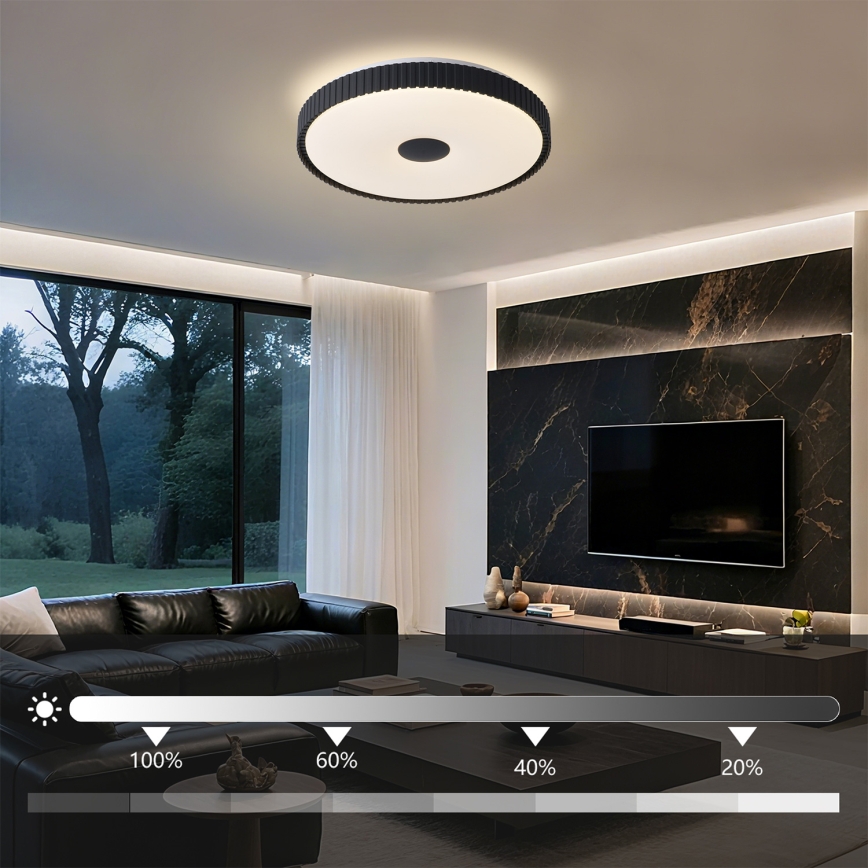Brilagi - aptumšojama LED griestu lampa CORVO LED/72W/230V 3000-6000K melna Ø 50 cm + ar tālvadības pulti