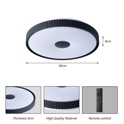 Brilagi - aptumšojama LED griestu lampa CORVO LED/72W/230V 3000-6000K melna Ø 50 cm + ar tālvadības pulti