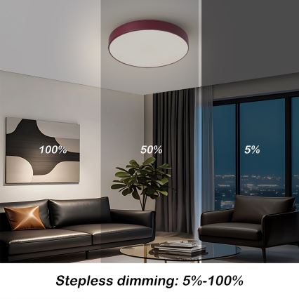 Brilagi - Regulējama LED griestu lampa POOL LED/36W/230V 3000-6000K Ø 30 cm, burgundijas krāsā + tālvadības pults