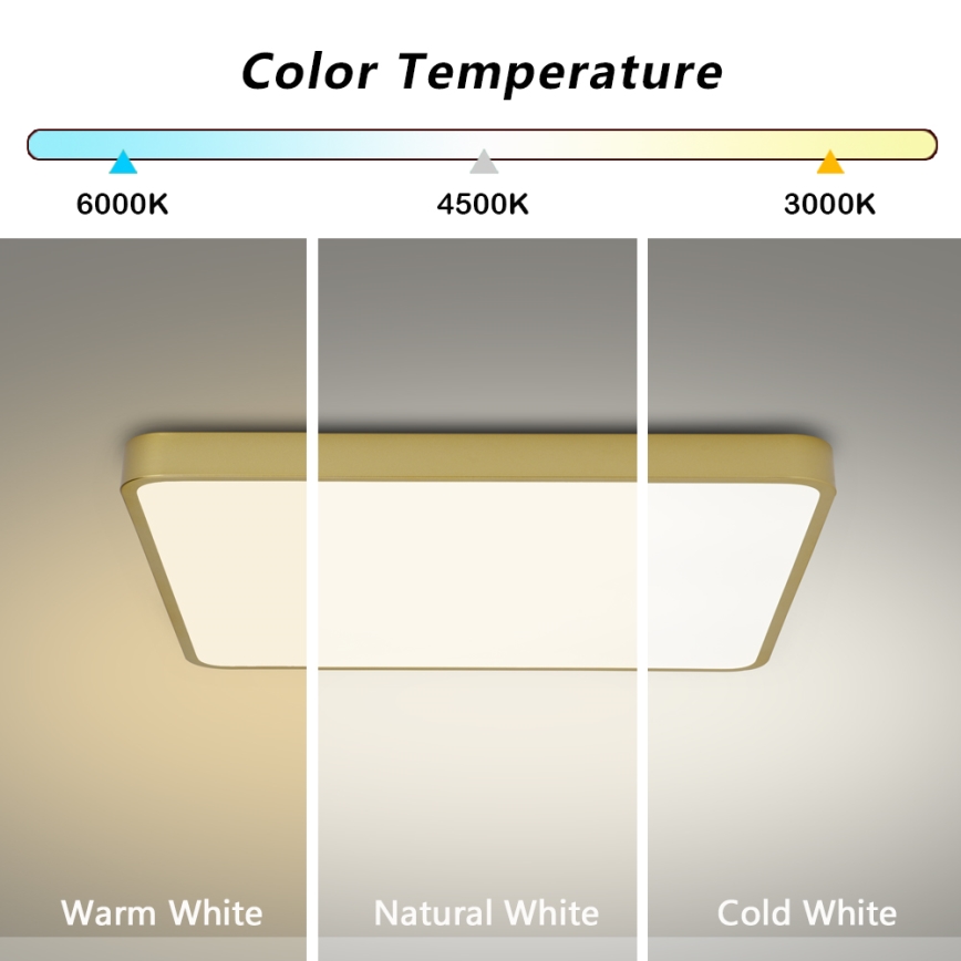 Brilagi - LED aptumšojams griestu lukturis POOL LED/48W/230V 3000-6000K 50x50 cm zelta krāsā + ar tālvadības pulti