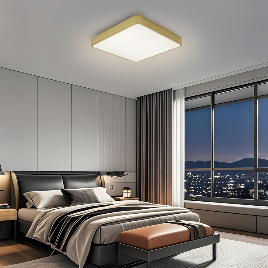 Brilagi - LED aptumšojams griestu lukturis POOL LED/48W/230V 3000-6000K 50x50 cm zelta krāsā + ar tālvadības pulti