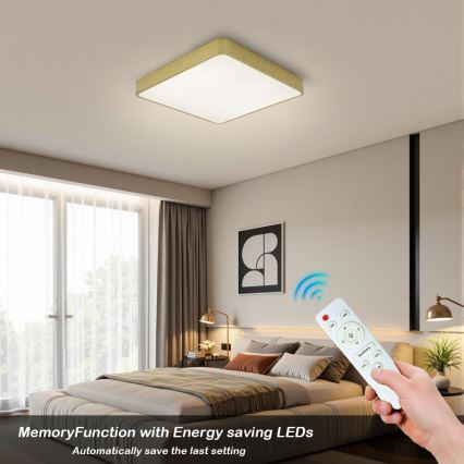 BRILAGI - LED aptumšojams griestu lukturis POOL SQUARE LED/48W/230V 3000-6000K 50x50 cm zelta krāsā + ar tālvadības pulti