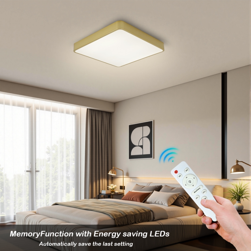BRILAGI - LED aptumšojams griestu lukturis POOL SQUARE LED/48W/230V 3000-6000K 50x50 cm zelta krāsā + ar tālvadības pulti
